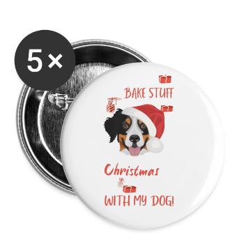 Bouvier Bernois Joyeux Noël - Lot de 5 grands badges (56 mm) - blanc - Devant