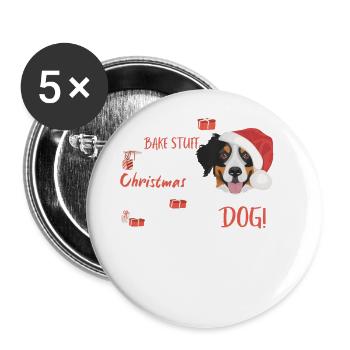 Bouvier Bernois Joyeux Noël - Lot de 5 grands badges (56 mm) - blanc - Devant