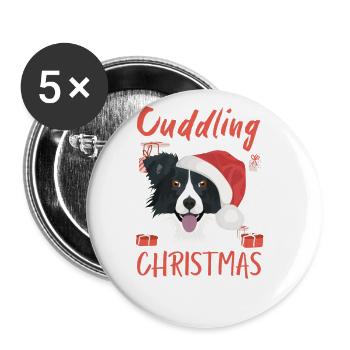 Border Collie Merry Christmas - Buttons large 2.2''/56 mm (5-pack) - white - Front