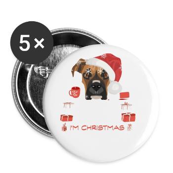 Boxer Weihnachtsmarkt - Buttons groß 56 mm (5er Pack) - Weiß - Vorne