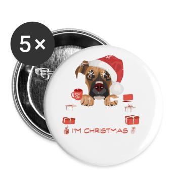 Boxer Weihnachtsmarkt - Buttons groß 56 mm (5er Pack) - Weiß - Vorne