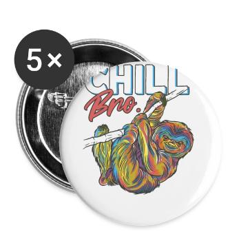 Sloth Chill Bro C’est comme ça - Lot de 5 grands badges (56 mm) - blanc - Devant