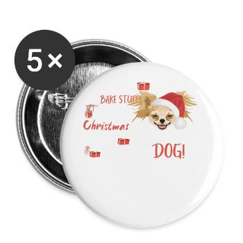 Chihuahua Merry Christmas - Buttons large 2.2''/56 mm (5-pack) - white - Front