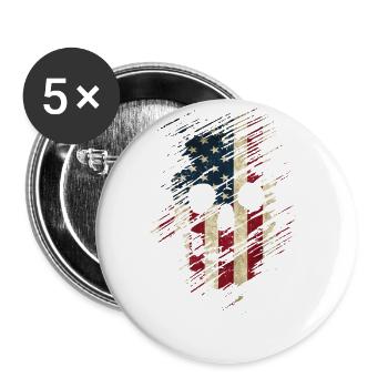Colorful Skull Cool Skull with USA Flag - Buttons large 2.2''/56 mm (5-pack) - white - Front