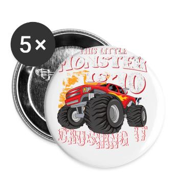 10e anniversaire plaisante ce petit camion monstre - Lot de 5 grands badges (56 mm) - blanc - Devant