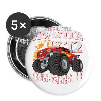 12. Geburtstag Scherzt Diesen Kleinen Monstertruck - Buttons groß 56 mm (5er Pack) - Weiß - Vorne