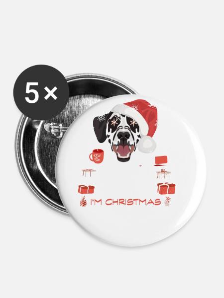 Dalmatiner Weihnachtsmarkt - Buttons groß 56 mm (5er Pack) - Weiß