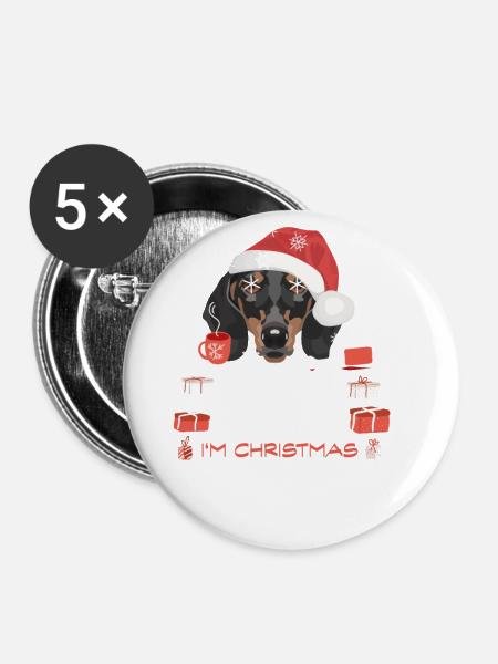 Dackel Weihnachtsmarkt - Buttons groß 56 mm (5er Pack) - Weiß