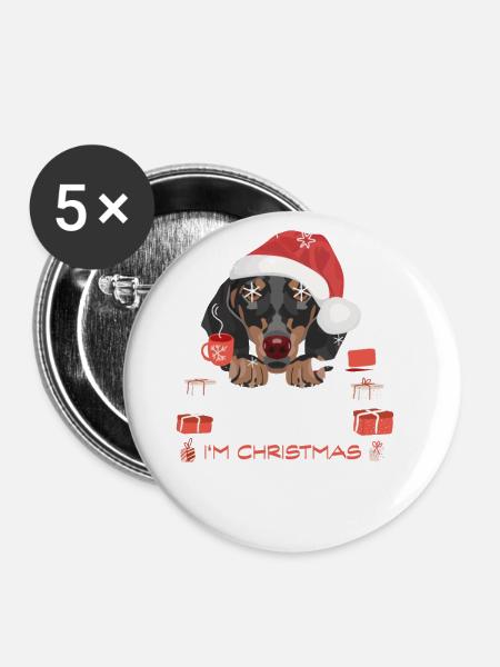 Dackel Weihnachtsmarkt - Buttons groß 56 mm (5er Pack) - Weiß
