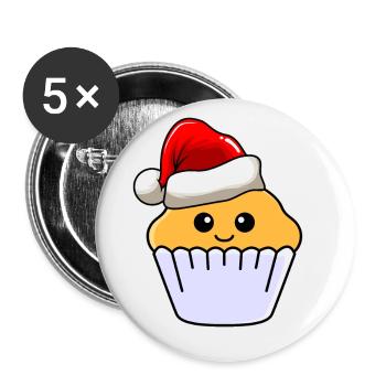 Muffin Weihnachten Comic Xmas - Buttons groß 56 mm (5er Pack) - Weiß - Vorne