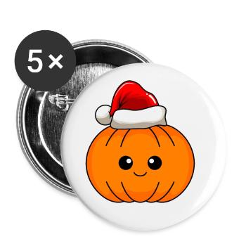 Kürbis Weihnachten Comic Xmas - Buttons groß 56 mm (5er Pack) - Weiß - Vorne