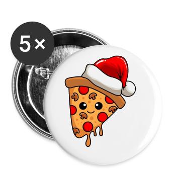 Pizza Weihnachten Comic Xmas - Buttons groß 56 mm (5er Pack) - Weiß - Vorne
