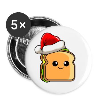 Sandwich Weihnachten Comic Xmas - Buttons groß 56 mm (5er Pack) - Weiß - Vorne