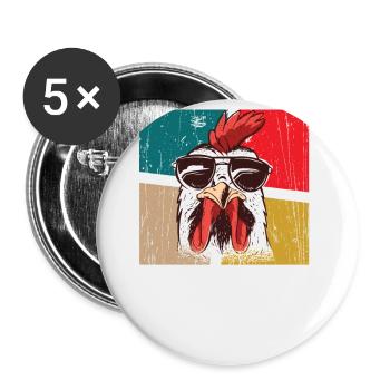 Big Hen Cool Poulet - Lot de 5 grands badges (56 mm) - blanc - Devant
