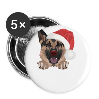 German Shepherd Merry Christmas - Buttons large 2.2''/56 mm (5-pack) - white - Front