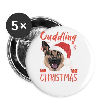 German Shepherd Merry Christmas - Buttons large 2.2''/56 mm (5-pack) - white - Front