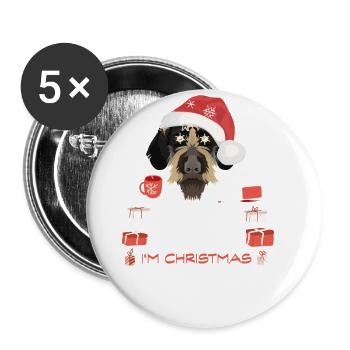 Deutsch Drahthaar Weihnachtsmarkt - Buttons groß 56 mm (5er Pack) - Weiß - Vorne