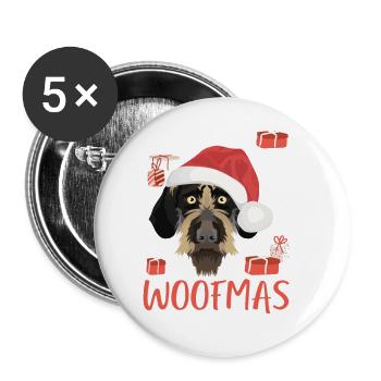 German Wirehair Joyeux Noël - Lot de 5 grands badges (56 mm) - blanc - Devant