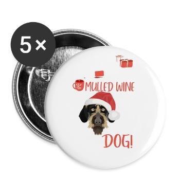 Vin chaud allemand Wirehair Noël - Lot de 5 grands badges (56 mm) - blanc - Devant