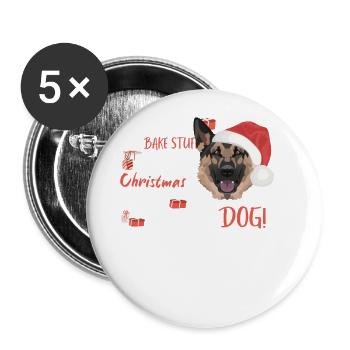 German Shepherd Merry Christmas - Buttons large 2.2''/56 mm (5-pack) - white - Front