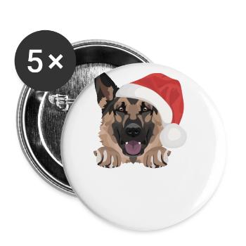 German Shepherd Merry Christmas - Buttons large 2.2''/56 mm (5-pack) - white - Front