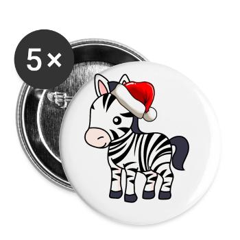 Zebra Comic Christmas - Lot de 5 grands badges (56 mm) - blanc - Devant