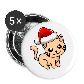 Cat Comic Christmas - Buttons large 2.2''/56 mm (5-pack) - white - Front