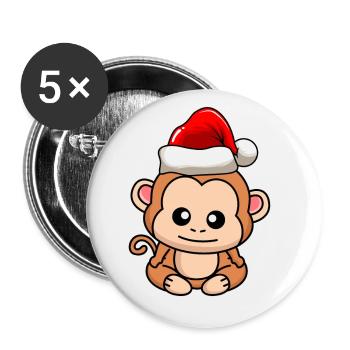 Monkey Comic Christmas - Buttons large 2.2''/56 mm (5-pack) - white - Front