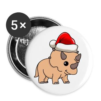 Dinosaure tricératops Noël - Lot de 5 grands badges (56 mm) - blanc - Devant