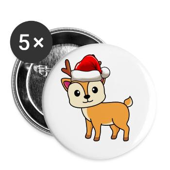 Hirsch Comic Christmas - Buttons large 2.2''/56 mm (5-pack) - white - Front