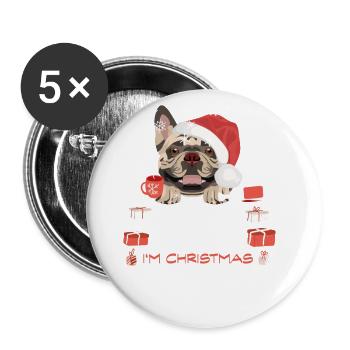 French Bulldog Christmas Market - Buttons large 2.2''/56 mm (5-pack) - white - Front