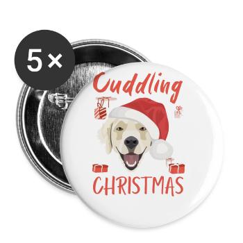 Golden Retriever Frohe Weihnachten - Buttons groß 56 mm (5er Pack) - Weiß - Vorne