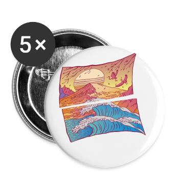 Die Große Kanagawa-Welle Japanisch - Buttons groß 56 mm (5er Pack) - Weiß - Vorne