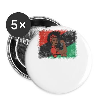 Ich Bin Afro Black Strong Queen Woman - Buttons groß 56 mm (5er Pack) - Weiß - Vorne