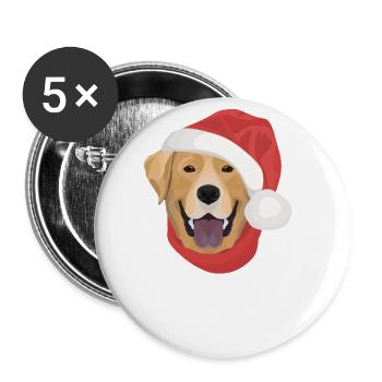Labrador Frohe Weihnachten - Buttons groß 56 mm (5er Pack) - Weiß - Vorne