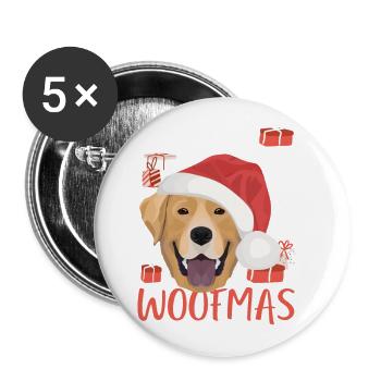 Labrador Frohe Weihnachten - Buttons groß 56 mm (5er Pack) - Weiß - Vorne