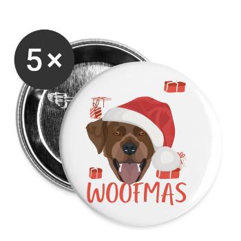 Joyeux Noël Labrador - Lot de 5 grands badges (56 mm) - blanc - Devant