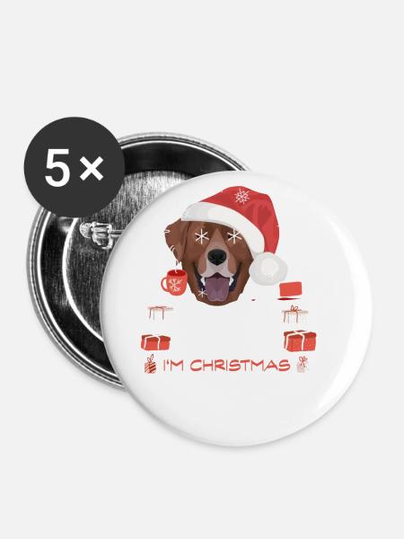Labrador Weihnachtsmarkt - Buttons groß 56 mm (5er Pack) - Weiß