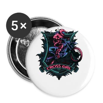 Downhill Mountain Bike Moto Cross Girls - Buttons large 2.2''/56 mm (5-pack) - white - Front