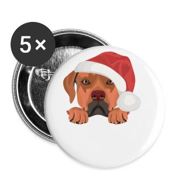 Rhodesian Ridgeback Joyeux Noël - Lot de 5 grands badges (56 mm) - blanc - Devant
