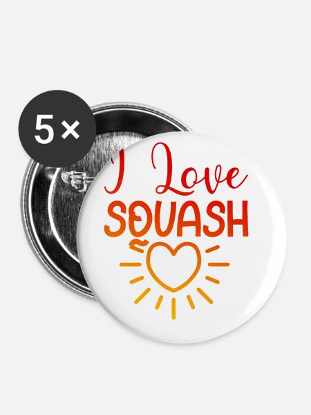 Ich liebe Squash - Buttons groß 56 mm (5er Pack) - Weiß