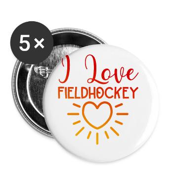Ich liebe Fieldhockey - Buttons groß 56 mm (5er Pack) - Weiß - Vorne