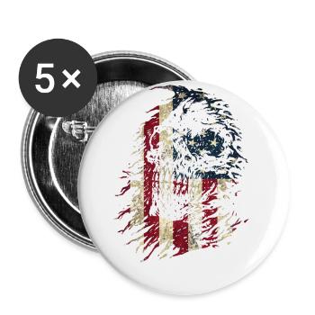 Colorful Skull Cool Skull with USA Flag - Buttons large 2.2''/56 mm (5-pack) - white - Front