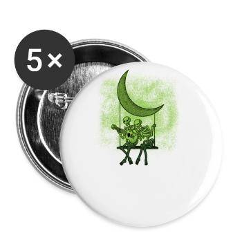 Two skeletons sit on a swing and - Buttons large 2.2''/56 mm (5-pack) - white - Front
