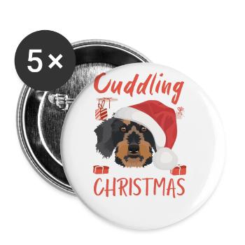 Wire-haired Dachshund Merry Christmas - Buttons large 2.2''/56 mm (5-pack) - white - Front