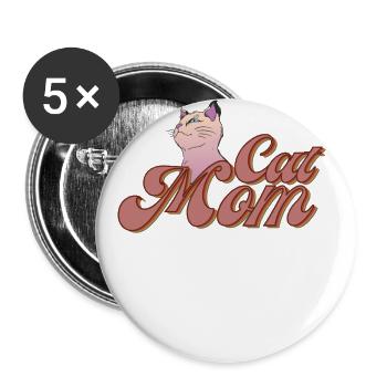 Life is better with Cats Cat Mom - Buttons large 2.2''/56 mm (5-pack) - white - Front