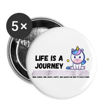 Das Leben Ist Eine Reise - Buttons groß 56 mm (5er Pack) - Weiß - Vorne