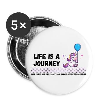 Das Leben Ist Eine Reise - Buttons groß 56 mm (5er Pack) - Weiß - Vorne