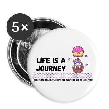 Das Leben Ist Eine Reise - Buttons groß 56 mm (5er Pack) - Weiß - Vorne