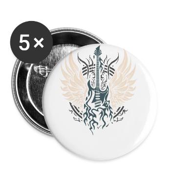 Vintage Retro 80s Rock Music Guitar Rock & Roll - Buttons large 2.2''/56 mm (5-pack) - white - Front
